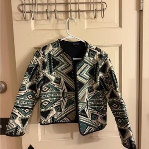 Topshop Black and Green Patterned Blazer